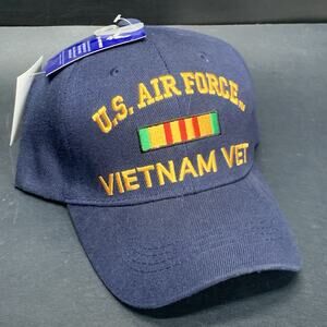 Air Force Veteran Hat Navy Blue Strapback Adjustable Embroidered Licensed USAF